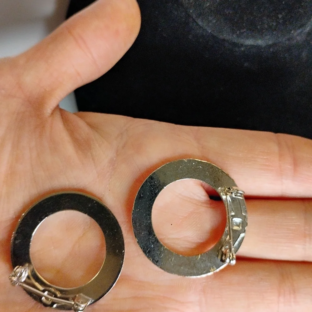 Silver Tone Set of‎ Circular Textured Brooches